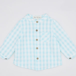 CAMISA VICHY TURQUESA CON BOLSILLO