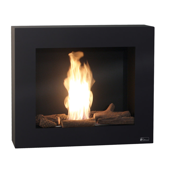 Chimenea de etanol negra con leños decorativos BESTBIO AF-BB PURLINE