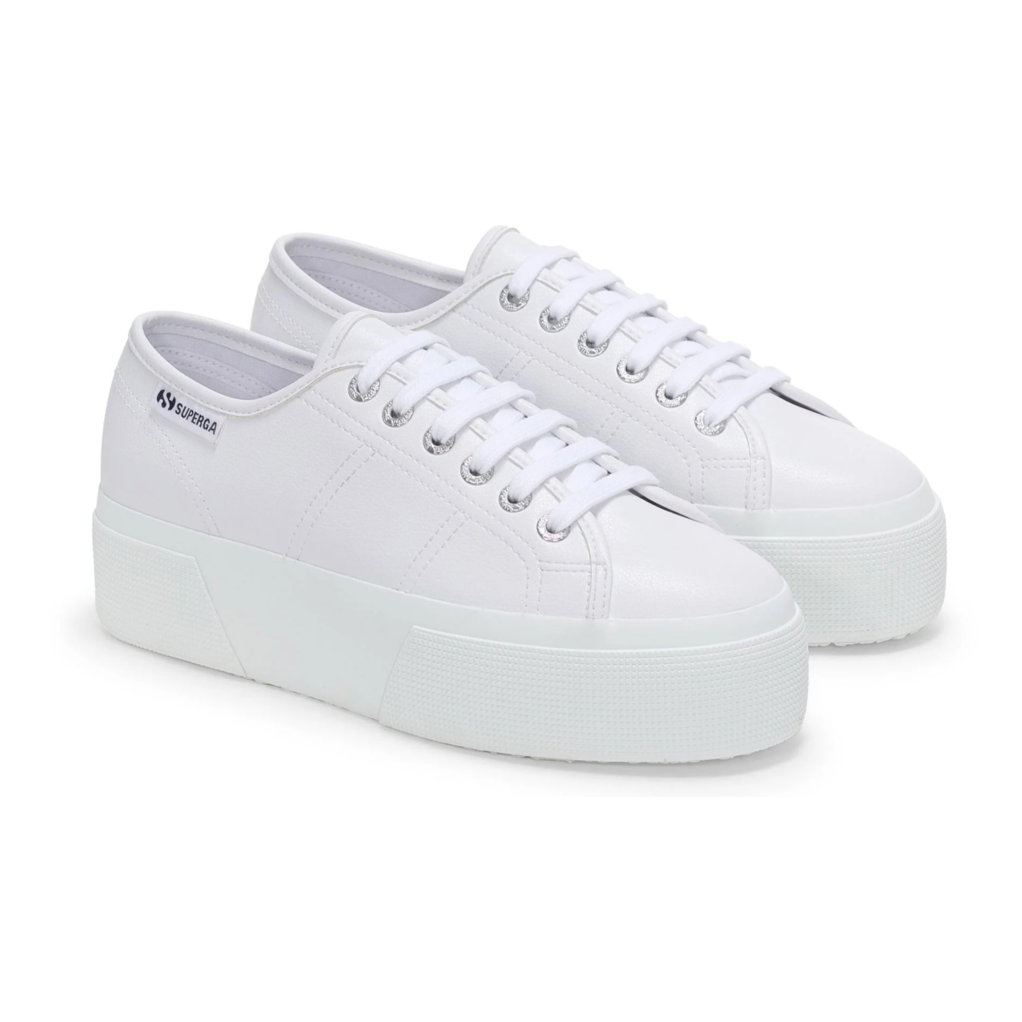Superga - Zapatos de mujer Mujer Blanco - 3790 PLATFORM VEGAN TUMBLED MATERIAL LEGGERA