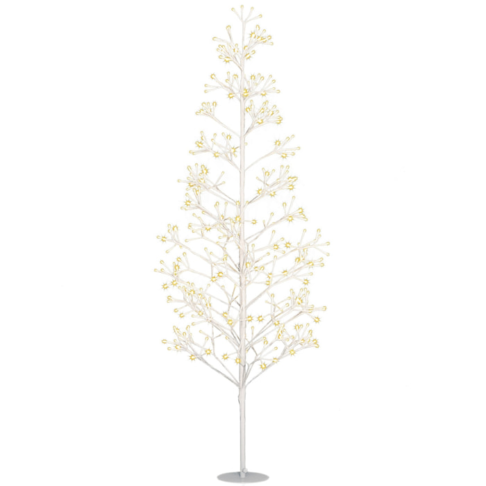 Árbol de Navidad Artificial 180 cm, Lámpara de Árbol con 384 Luces LED Blanco Cálido, Ramas Flexibles, Base de Acero, Decoración Navidad para Interiores y Exteriores, Blanco