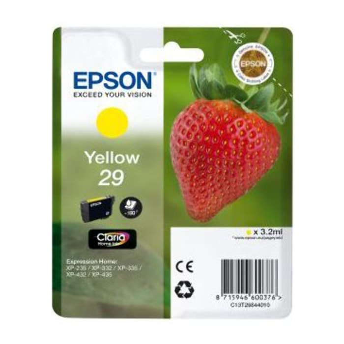 Cartouche d'encre EPSON Originale T2984 Jaune (Yellow) Série Fraise - C13T29844010