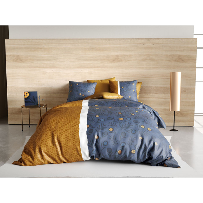 Parure housse de couette coton jaune