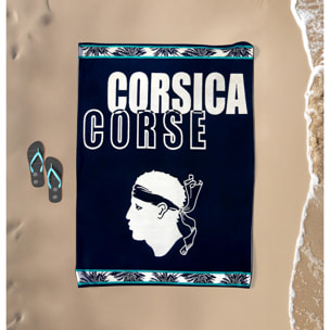 Serviette de plage éponge velours Jacquard - Bastia - 140x180cm - 400g/m²