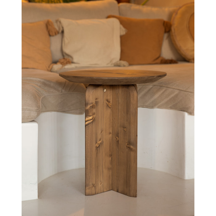 Table d’appoint en bois massif teinte chêne foncé de 50x45cm Hauteur: 50 Longueur: 45 Largeur: 45