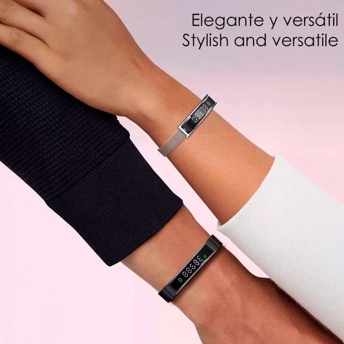 Smartband B3 con monitor intelligente della frequenza cardiaca, sonno e modalità sportive. 1 Cinturino in metallo e 1 in silicone.