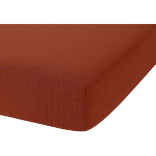 Drap Housse - Bonnet:30cm - 100% gaze De Coton Terracotta