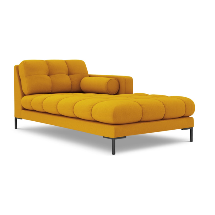 Méridienne droite "Bali" en tissu structurel jaune