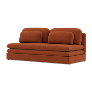 Ysal - canapé 3 places convertible déplimousse en velours texturé - Terracotta
