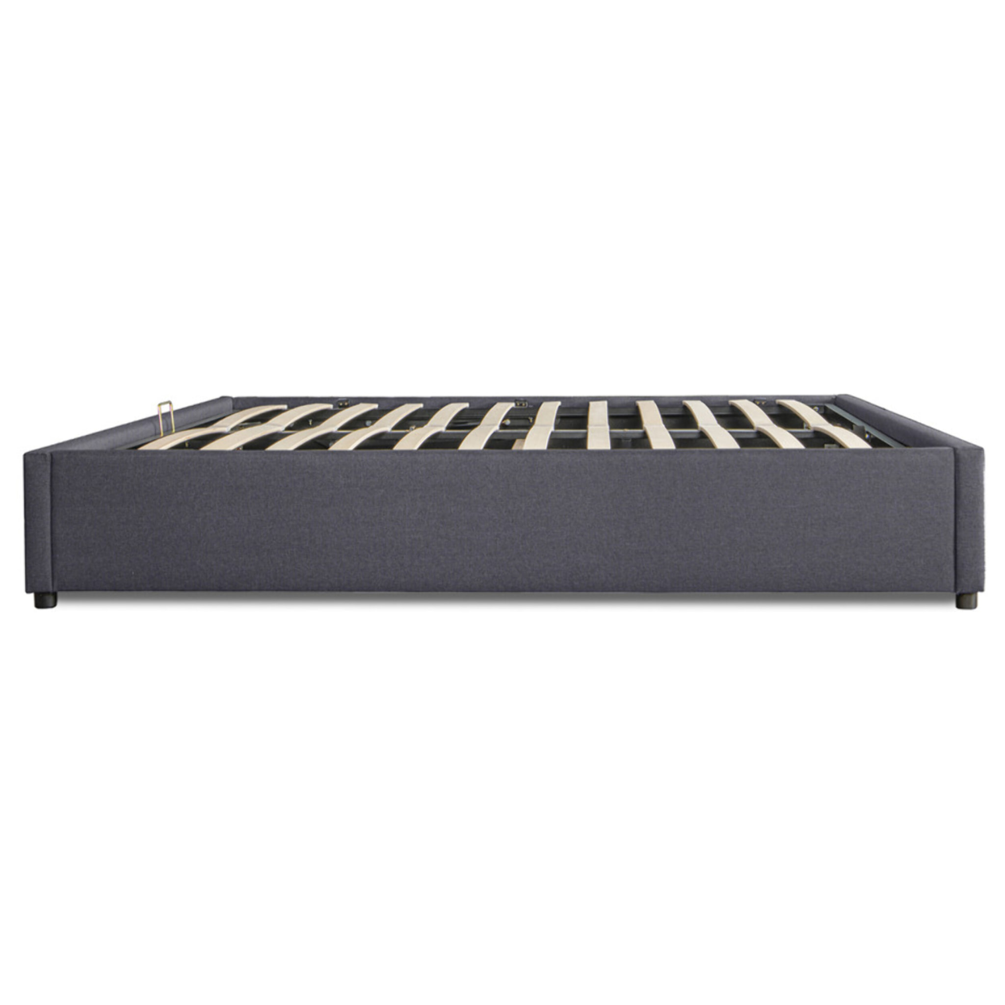 Lit coffre Otto en similicuir gris avec sommier 140x190cm