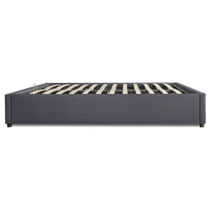 Lit coffre Otto en similicuir gris avec sommier 140x190cm