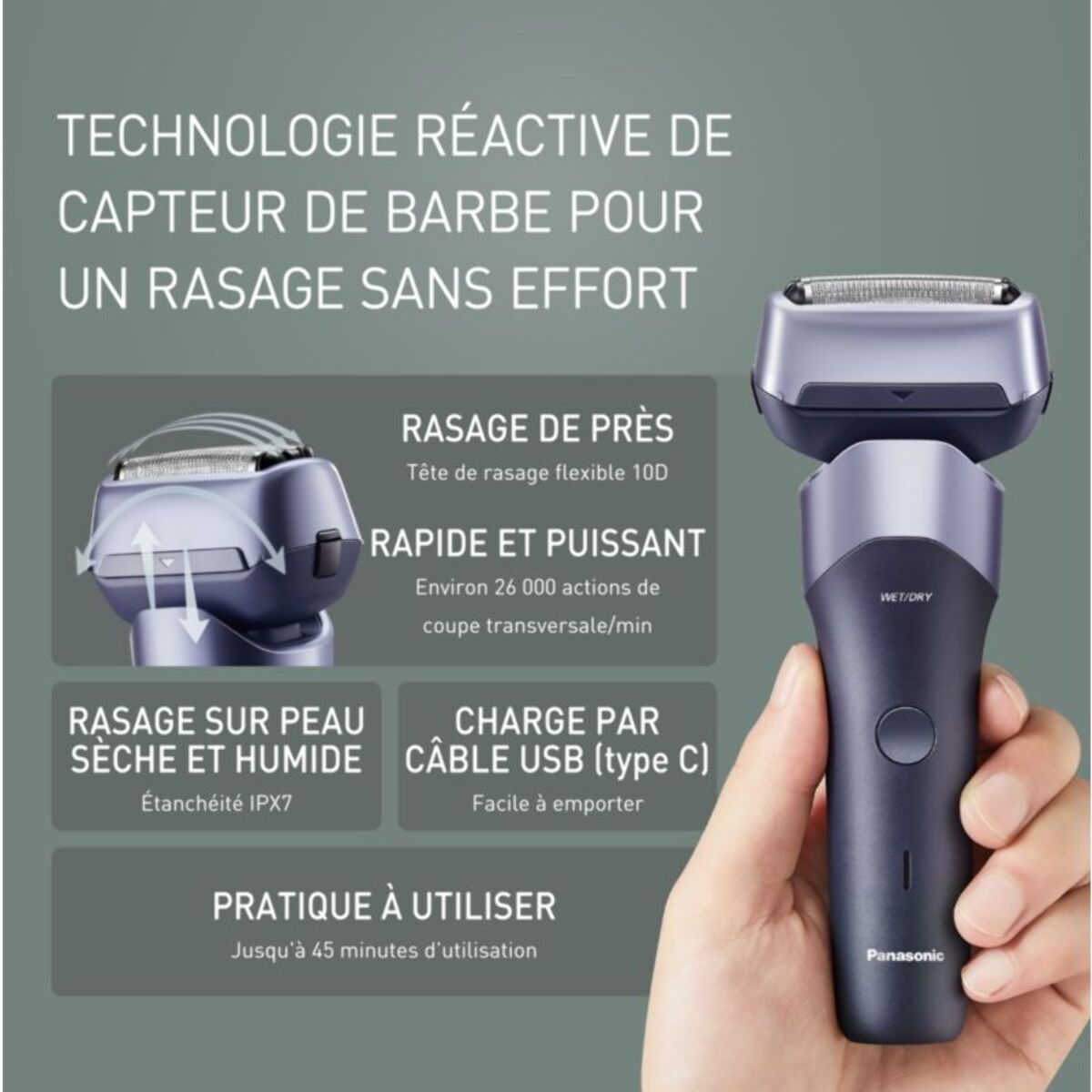 Rasoir électrique PANASONIC 3 lames ES-RM3FXK503