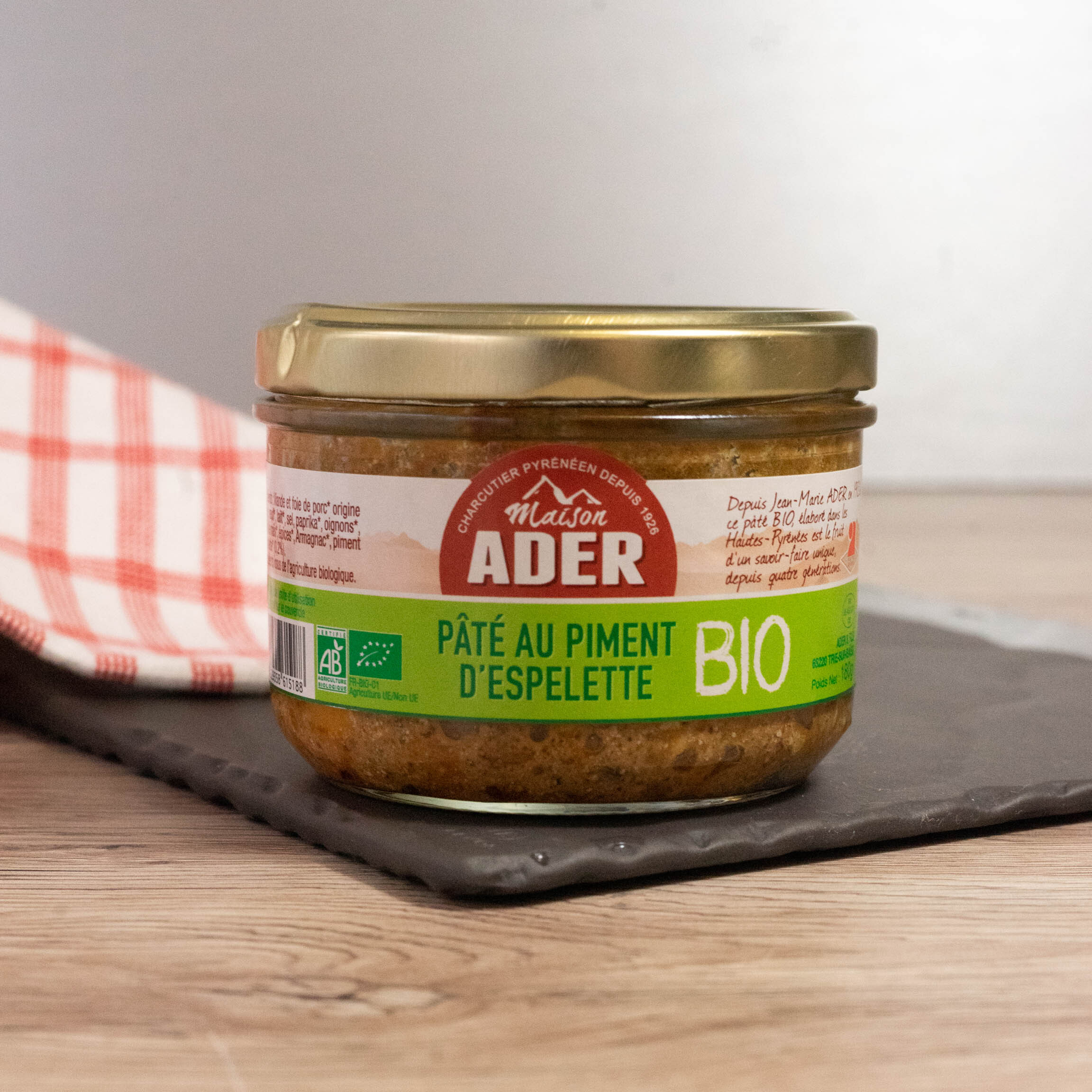 Paté de porc BIO au piment d'espelette - 180g - France