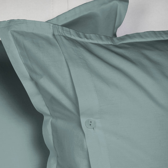 UNO CASA DESIGN Sacco Copripiumino in Puro Cotone Garment Washed_No-Stiro_matrimoniale_verde-azzurro