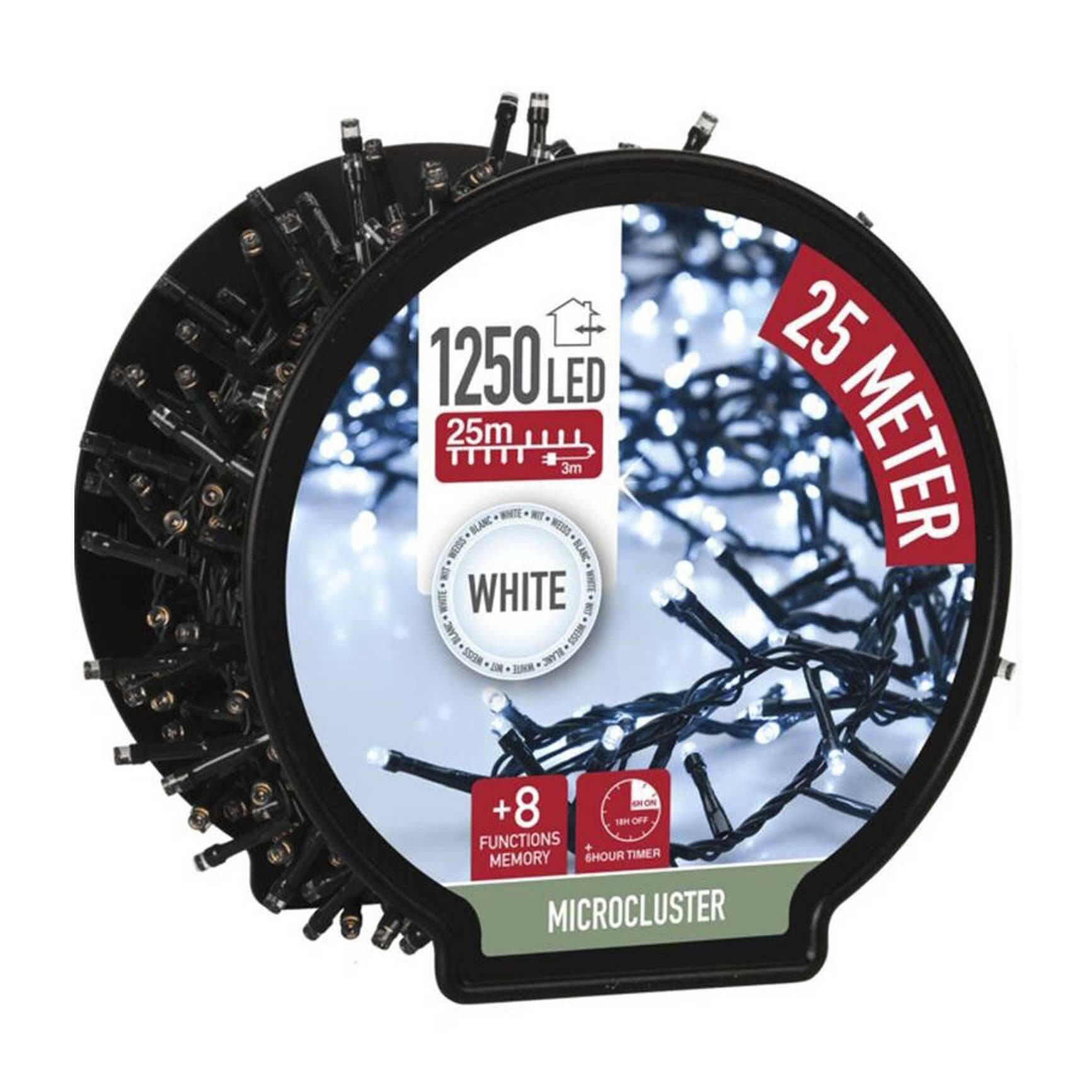 luces de navidad de 1250 luces led blanco con cable de 25 metros y temporizador