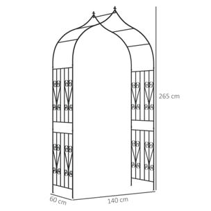 Arco de Jardín de Metal Enrejado para Trepaderas Enredaderas 140x60x265 cm Negro