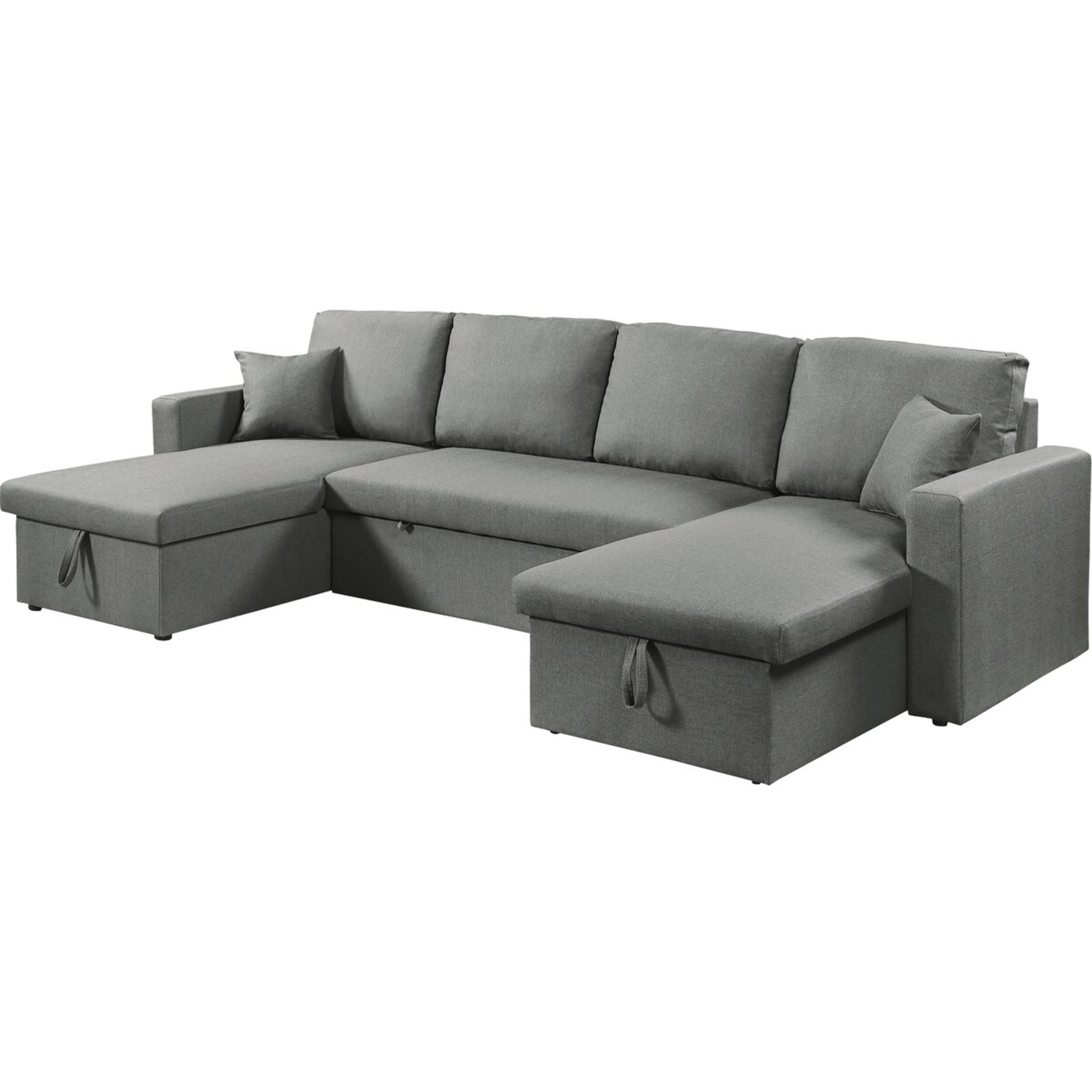 Canapé d'angle panoramique convertible en tissu "Alain" - 4 places - Gris