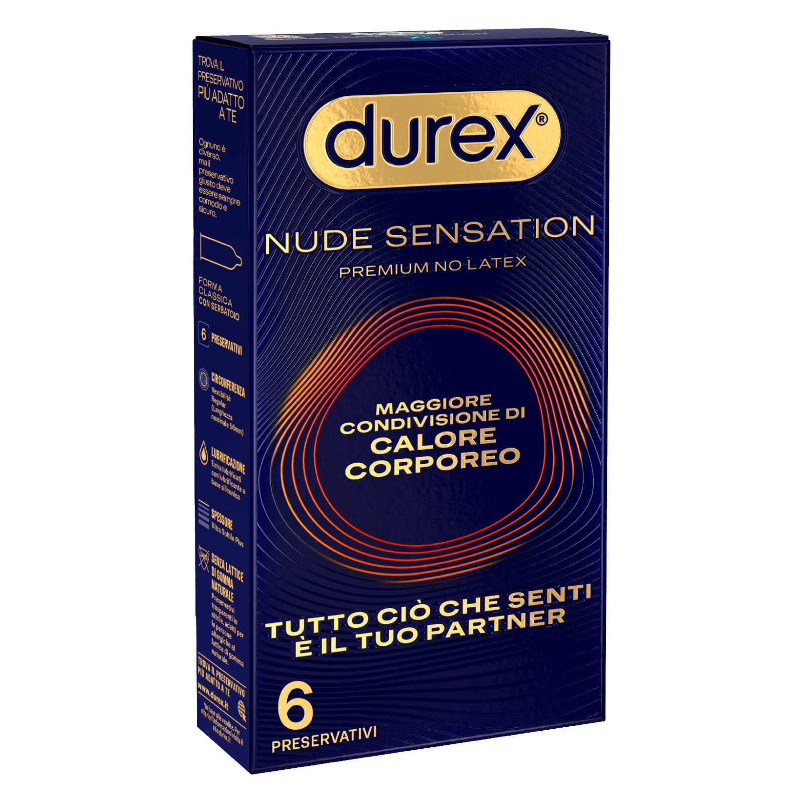 Preservativi Nude Sensation Premium No Latex Alta Sensibilità Anallergici Senza Lattice Forma Classica - 6 Profilattici