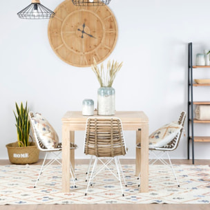 Table à manger extensible Blay -bois massif et placage naturel de mindi-couleur naturel 90 x 78 x 90 cm