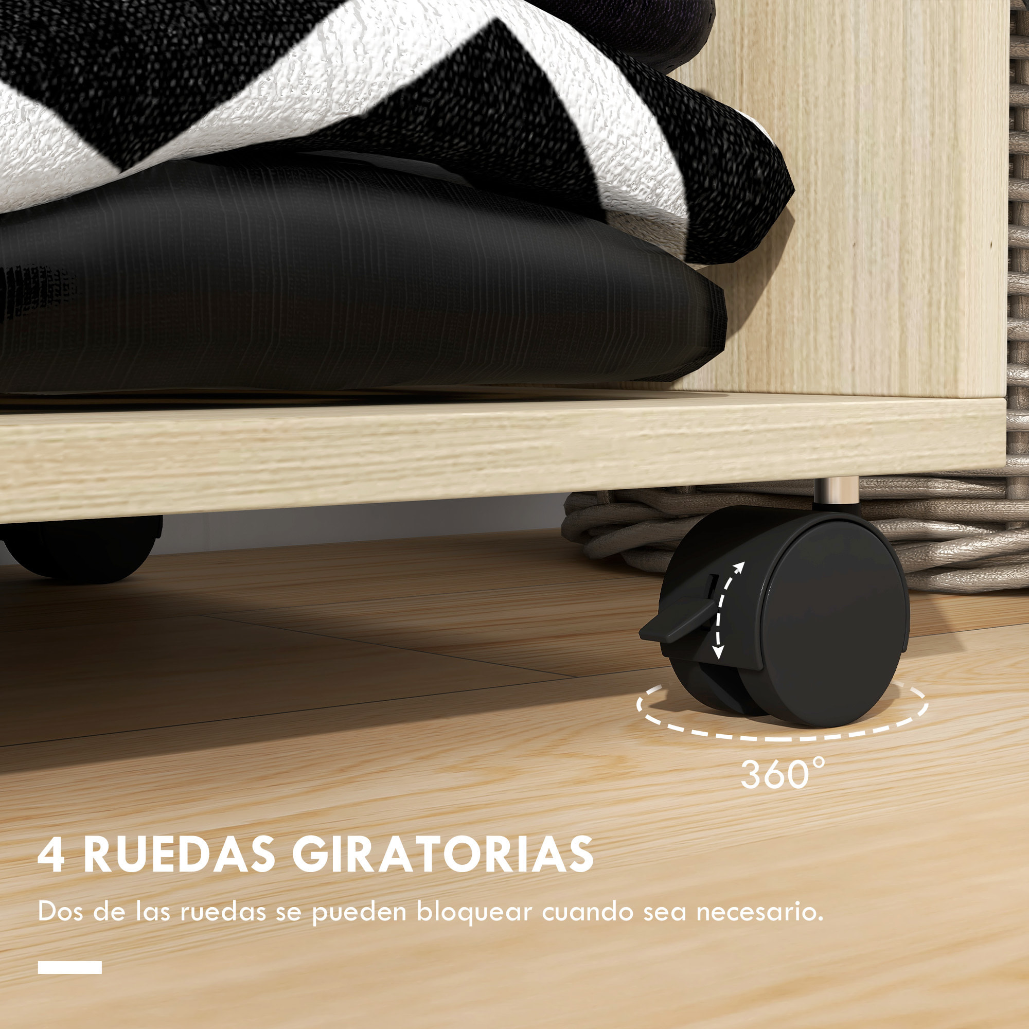 Armario Ropero con Ruedas Armario para Ropa con Barra Estantes Abiertos Organizador para Colgar Ropa de Dormitorio 60x40x128 cm Natural