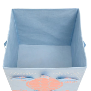 Panier de Rangement Enfant Orta 29x29cm Bleu Imprimé Tortue
