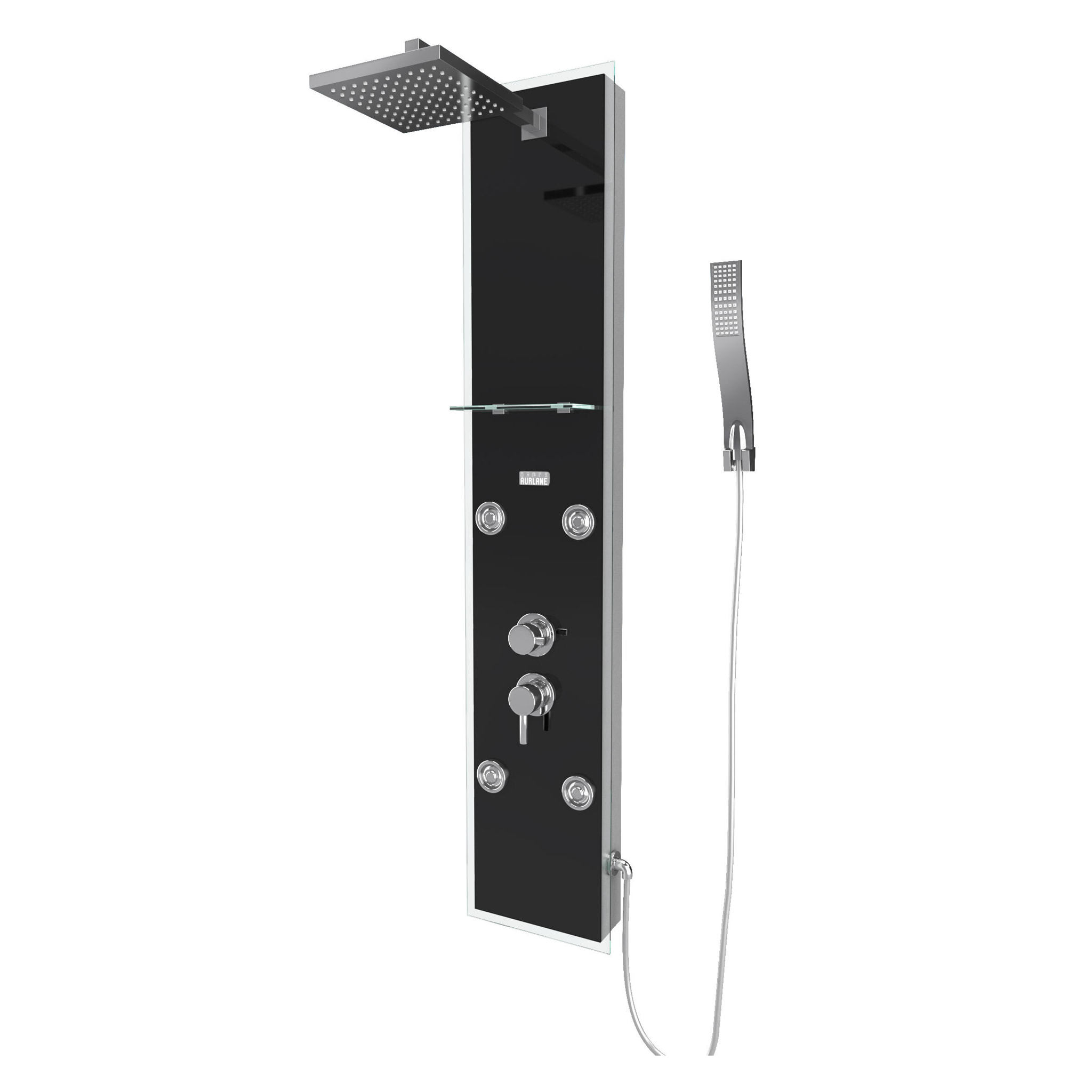 Colonne de douche a hydromassage - 22x125cm - en verre trempe + buses hydromassantes - EPSILON BLACK
