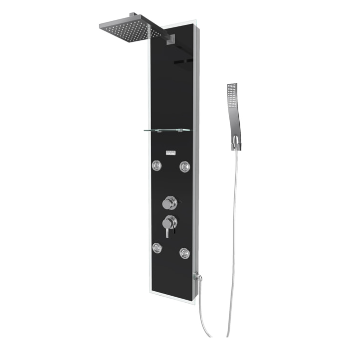 Colonne de douche a hydromassage - 22x125cm - en verre trempe + buses hydromassantes - EPSILON BLACK