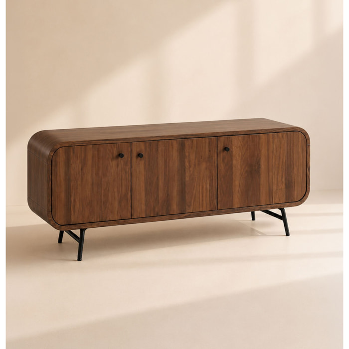 Meuble TV 3 portes effet bois marron OREE