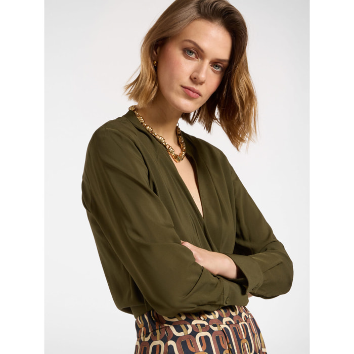 Elena Mirò - Blusa con volantes - Verde militare