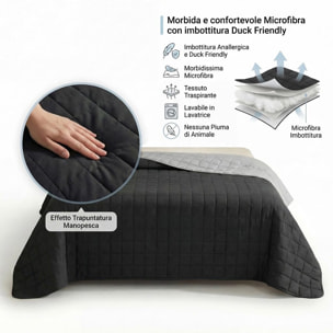 Copriletto una piazza e mezza estivo leggero double face 210x260 cm, trapunta estiva traspirante e morbida, coperta primaverile elegante e moderna, design reversibile per doppio stile, ideale per stagione calda, resistente e facile da lavare