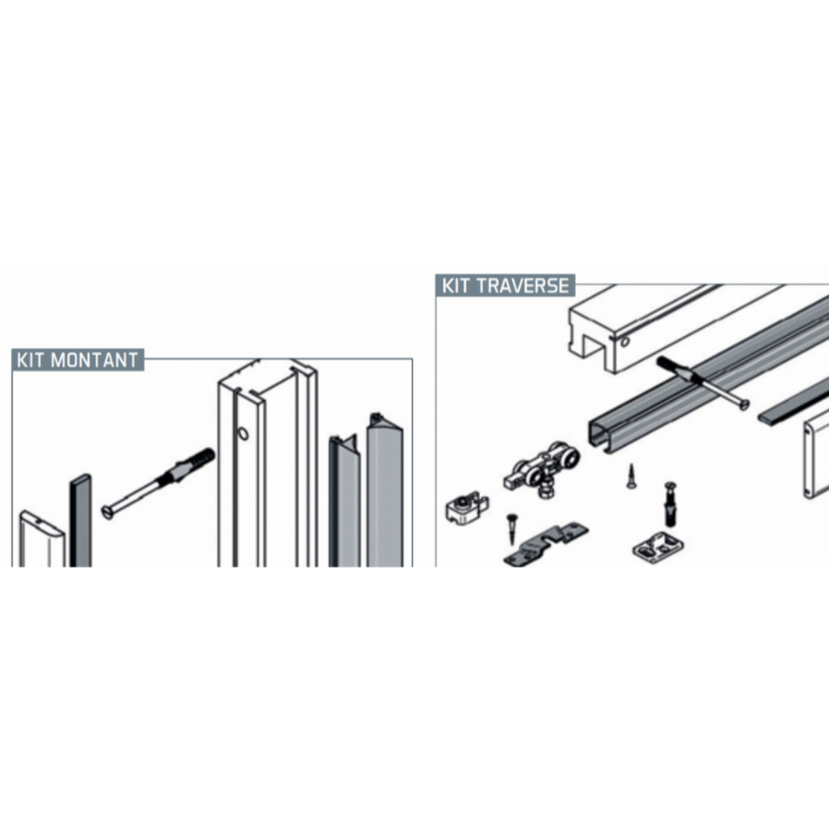 Traverse Applisystem 1000-1400 mm FIBROTUBI pour porte coulissante - 92030006