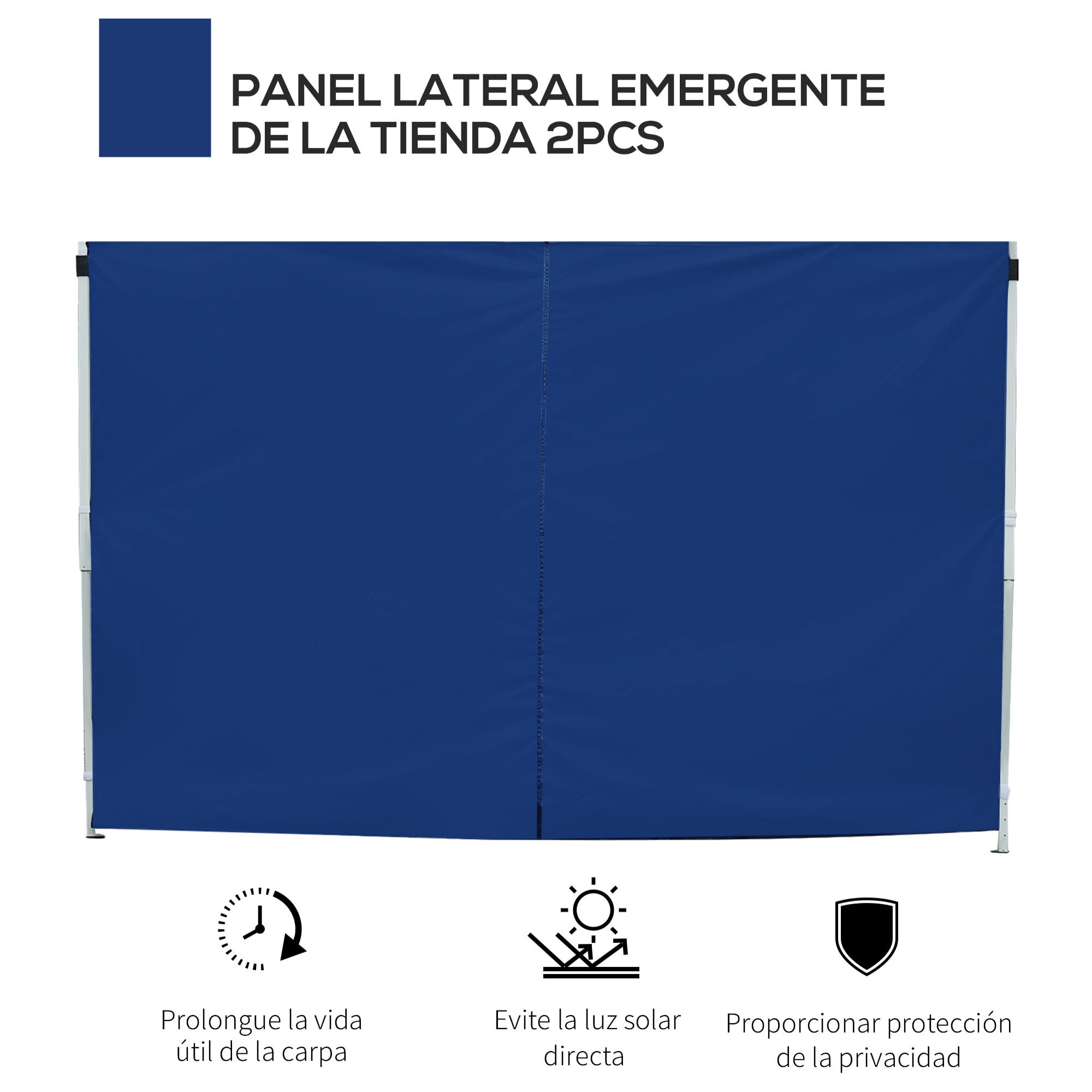 2 Paredes Laterales para Pabellón de Oxford 3x2 m Azul