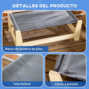 Cama Elevada para Perros con Cojín Lavable Tela Oxford Marco Madera 70x40x25 cm