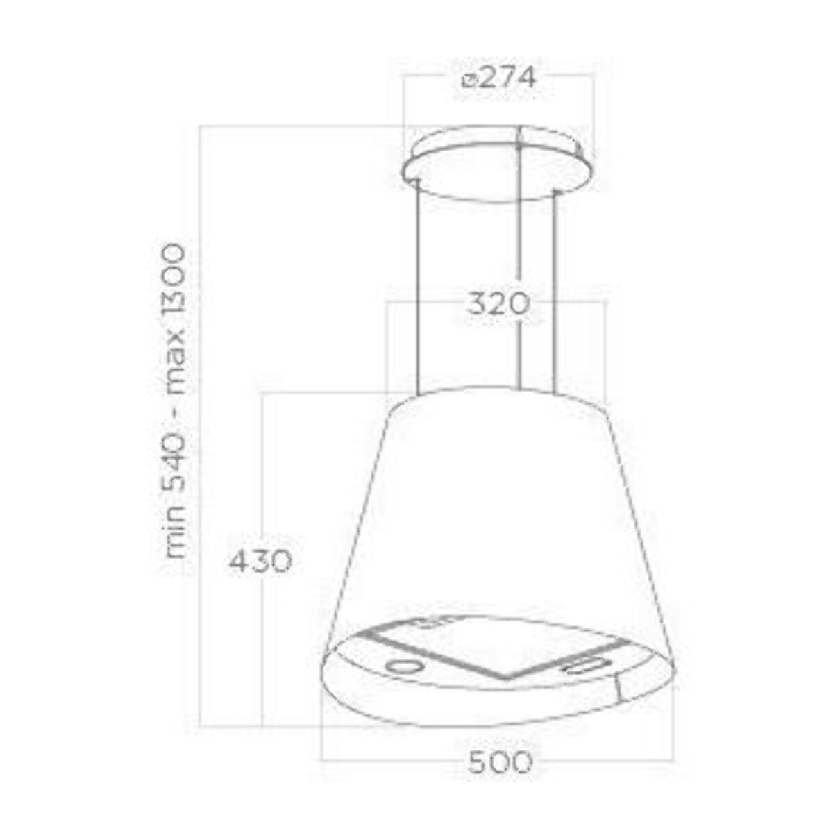 Hotte décorative îlot ELICA JUNO BL/F/50