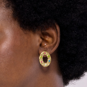 Pendientes de Circonita Multicolor acabados en oro amarillo de 18k