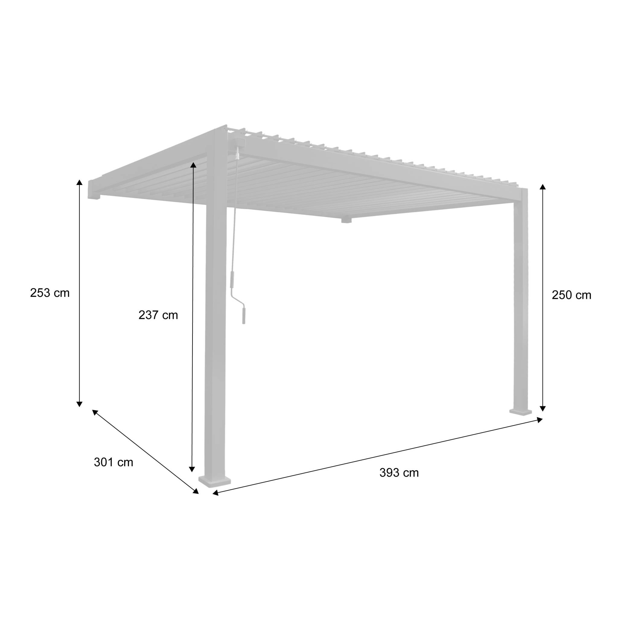 Pergola bioclimatique aluminium anthracite adossée lames orientables 4x3m Triomphe