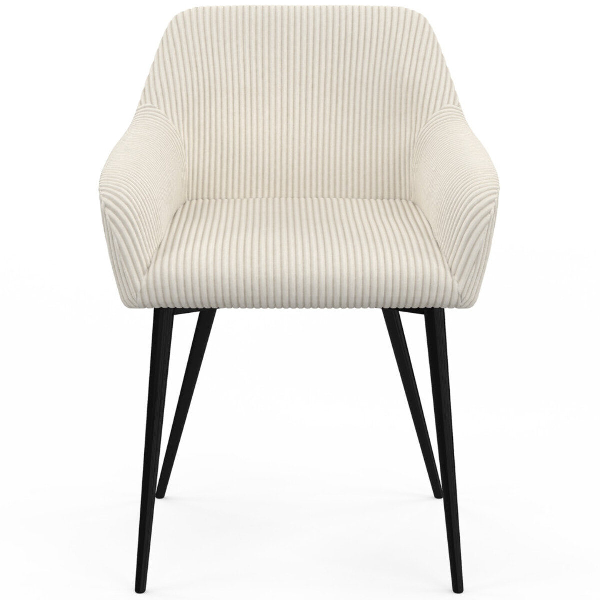 Chaises Jenny velours côtelé crème pieds métal - lot de 2