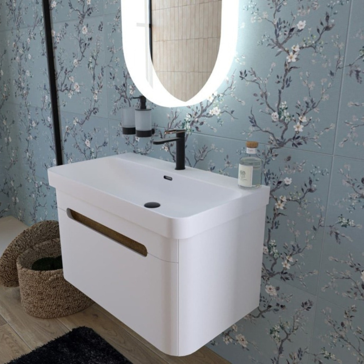 Miroir LED ovale 54 x 94 cm avec éclairage lumineux et capteur tactile Fusion SAT (SATZFULED5494)