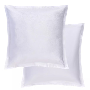 Taie d'oreiller satin de coton motif jacquard blanc Alexandria diamant