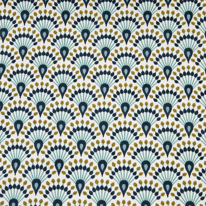 Tissu à motifs géométriques colorés - Bleu Foncé