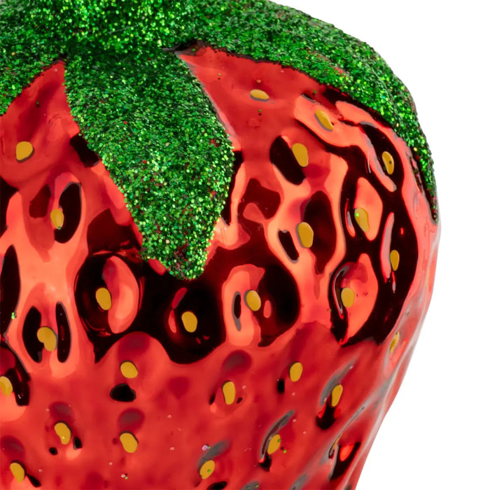 Sujet fraise verre H.8cm rouge