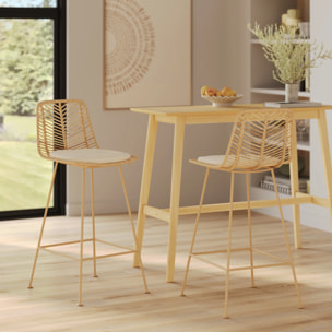 Lot de 2 chaises pour îlot central 66 cm en rotin naturel - Tamara