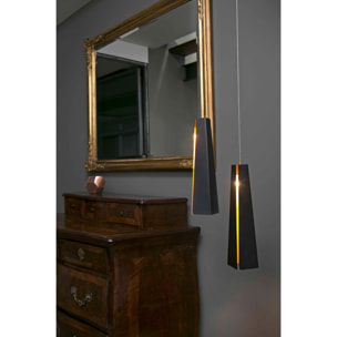 PLUMA Lampe suspension noir et or