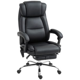 Fauteuil de bureau design massant chauffant inclinable repose-pieds rétractable synthétique noir