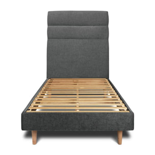 Lit avec tête de lit bandes horizontales tissu et sommier kit Ep14