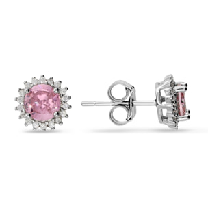 Orecchini Bottone Fiore con Cubic Zirconia Bianche