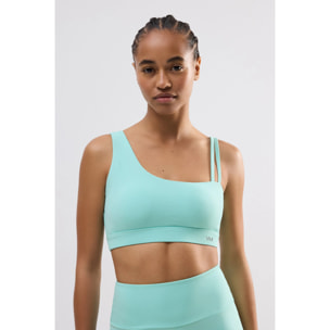 Reggiseno sportivo asimmetrico con supporto leggero in azzurro