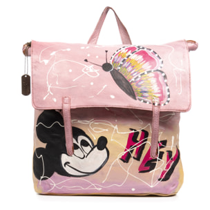 Antillo bolso mochila mujer. Piel auténtica acabado Sauvage pintado a mano