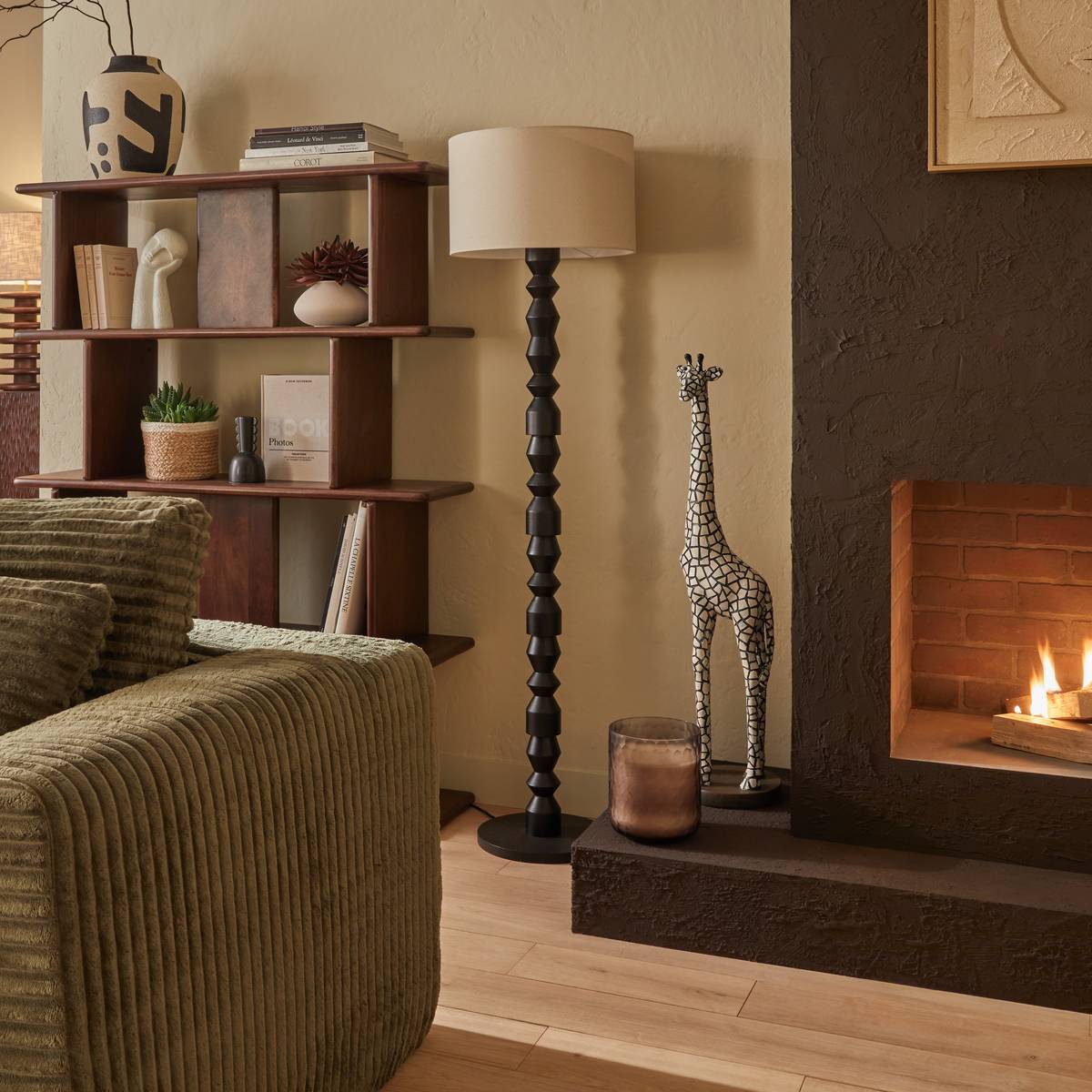 Lampadaire Yulia cylindrique H.150cm noir