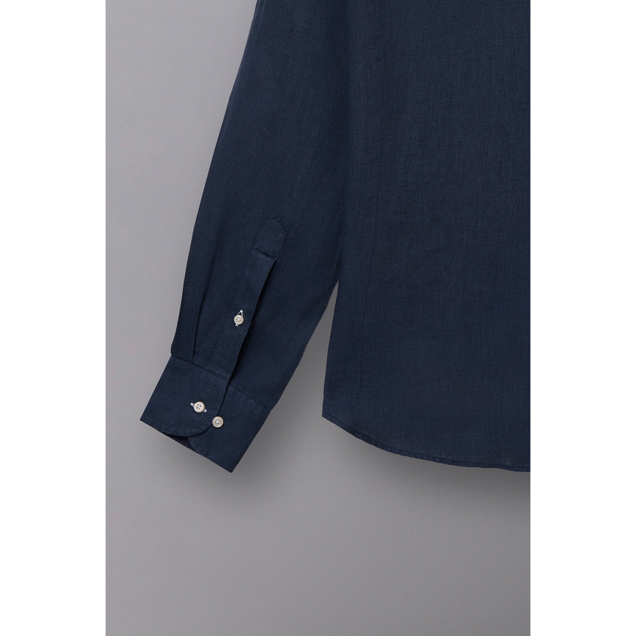 Camicia Uomo 1 Bottone Italiano Lino Unito Blu
