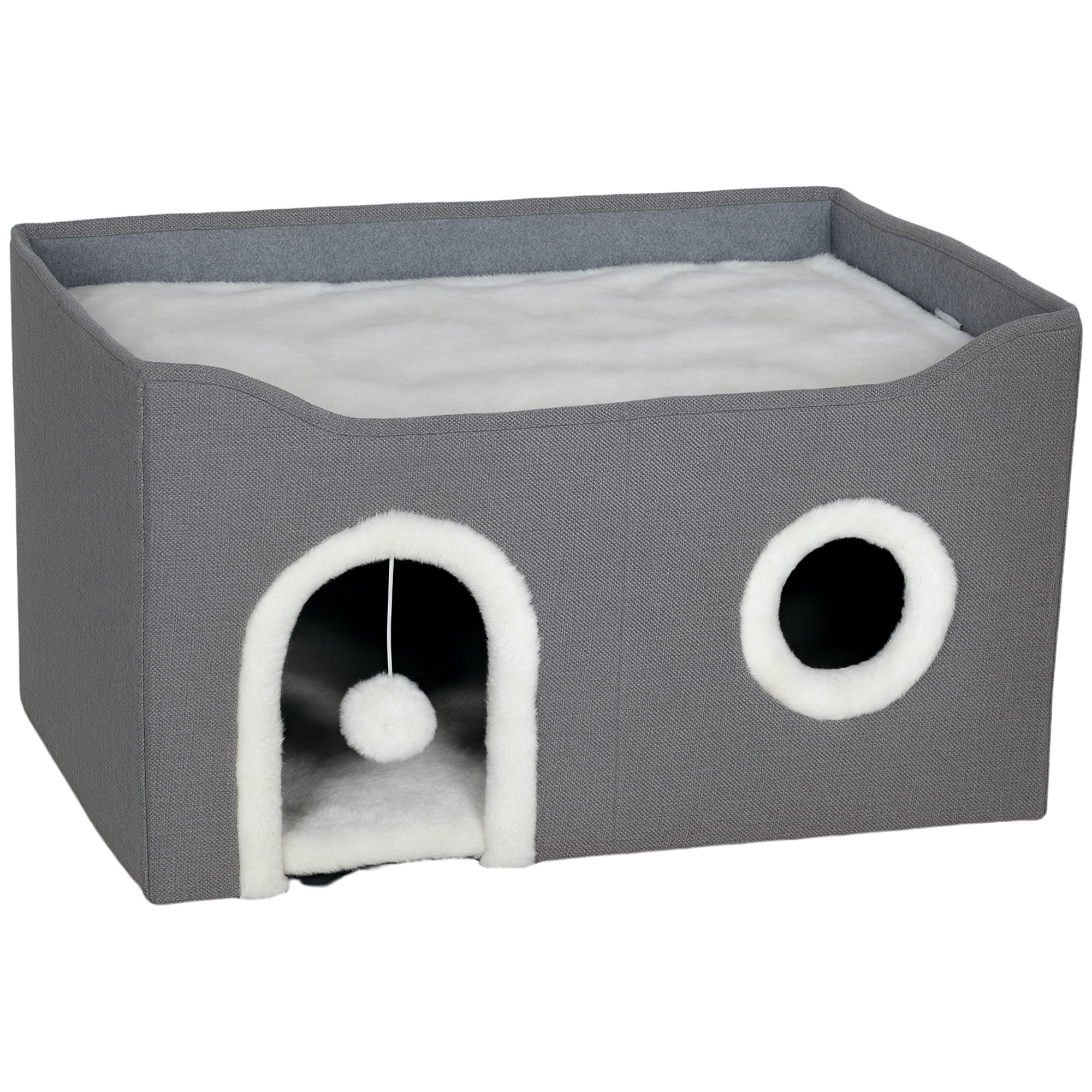Panier niche grattoir chat 3 en 1 pliable gris